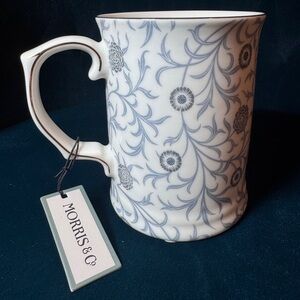 Morris & Co. Fine China Mug Light Cornflower Blue Floral Pattern William Morris